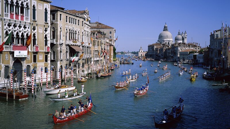 Venice boat parade on canal