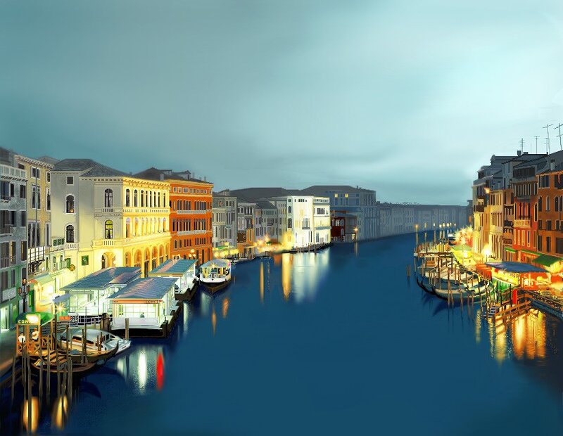 Venice canal at dusk