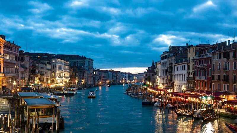 Venice Canal at Dusk — Blue, Dramatic, Night