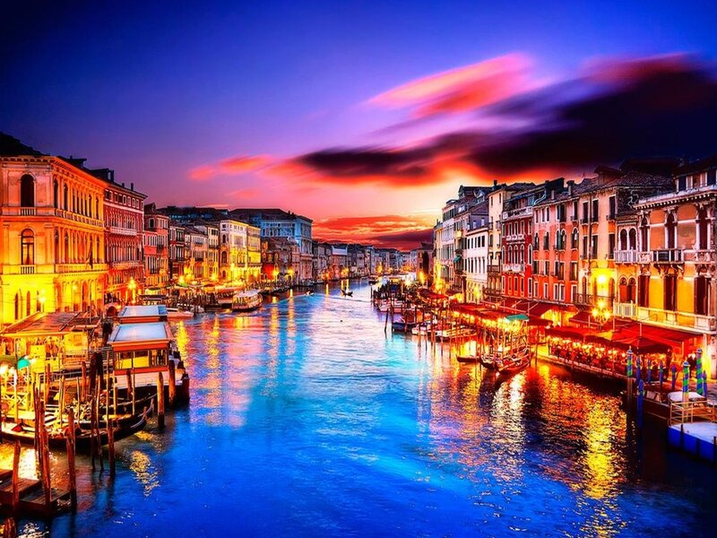 Venice Canal at Dusk — Blue, Dramatic