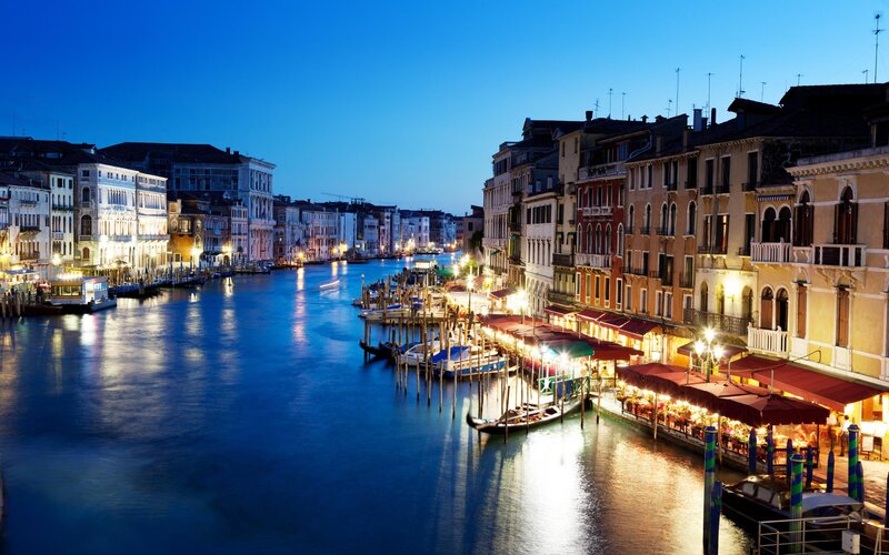 Venice Canal at Dusk — Blue, Serene, Night