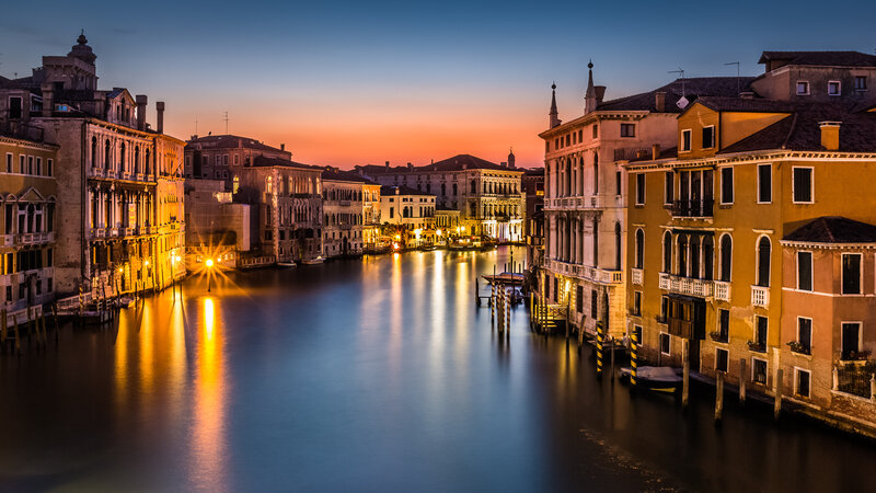Venice Canal at Dusk — Blue, Serene, Sunset