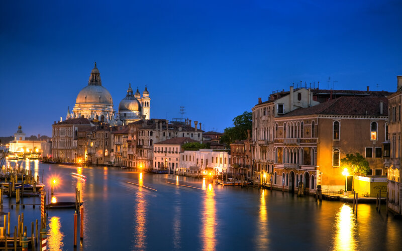 Venice Canal at Dusk — Blue, Serene
