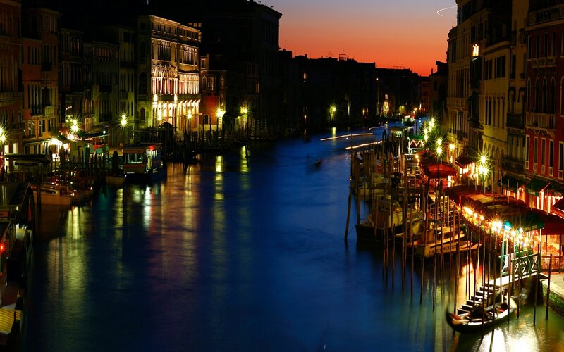 Venice Canal at Dusk — Blue