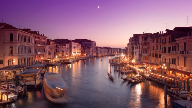 Venice Canal at Dusk — Purple, Serene
