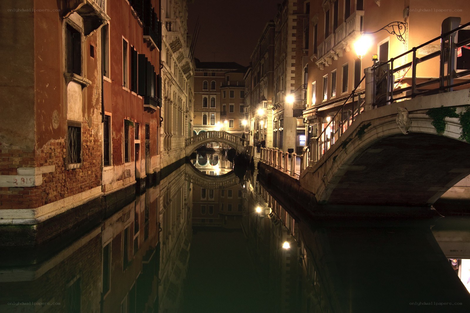 Venice canal at night