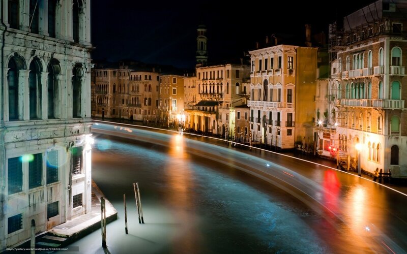 Venice canal at night