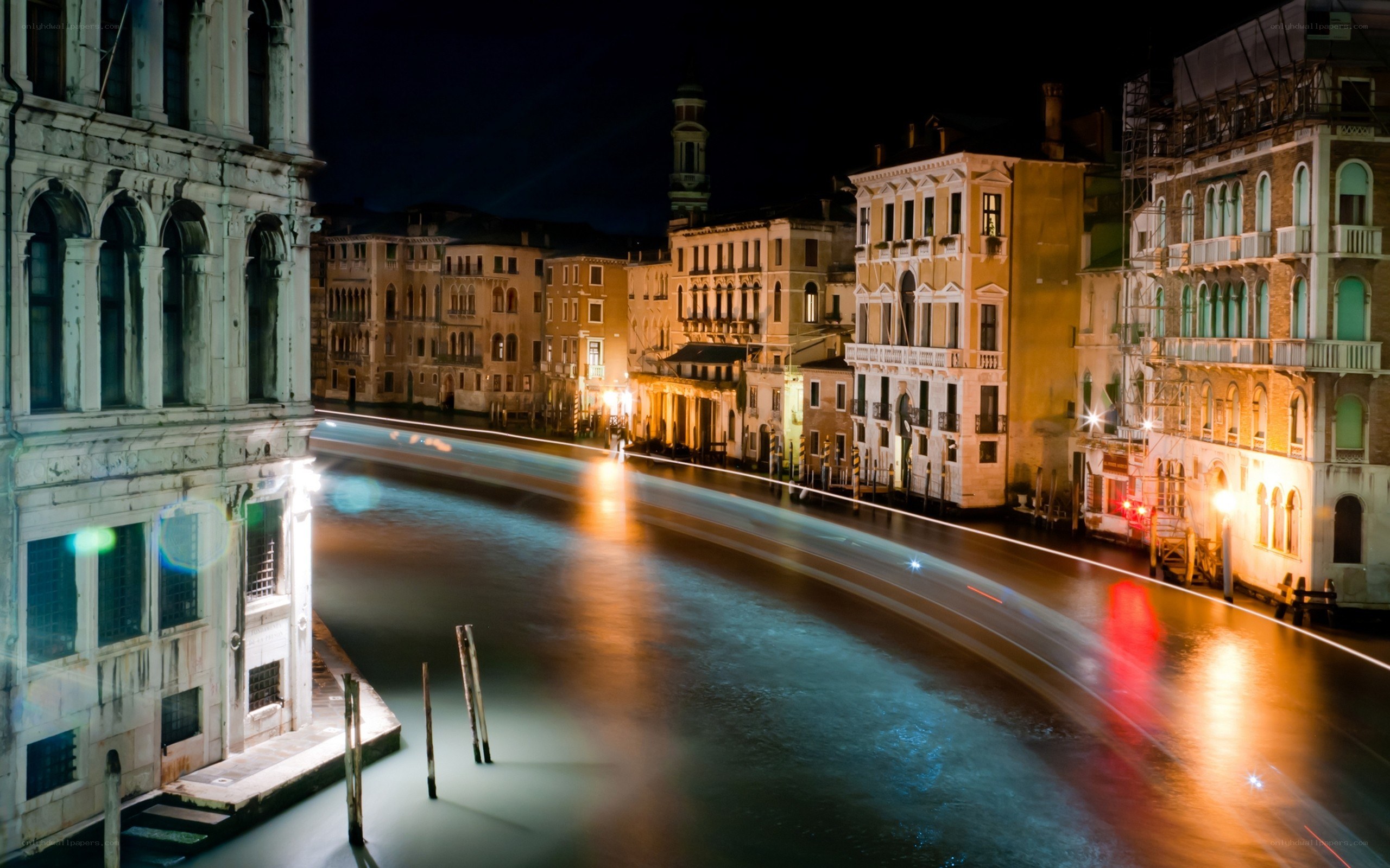 Venice canal at night