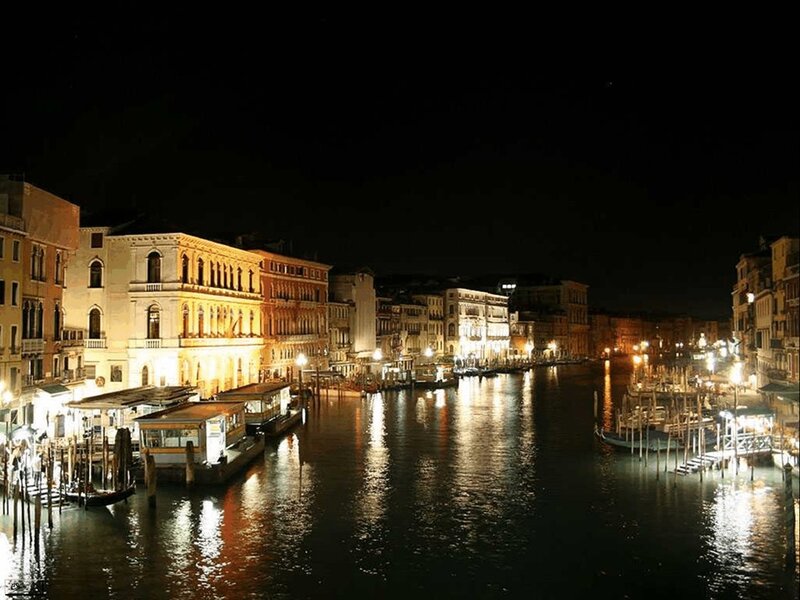 Venice Canal at Night — Black