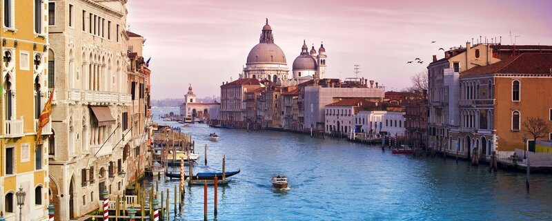 Venice canal at sunset