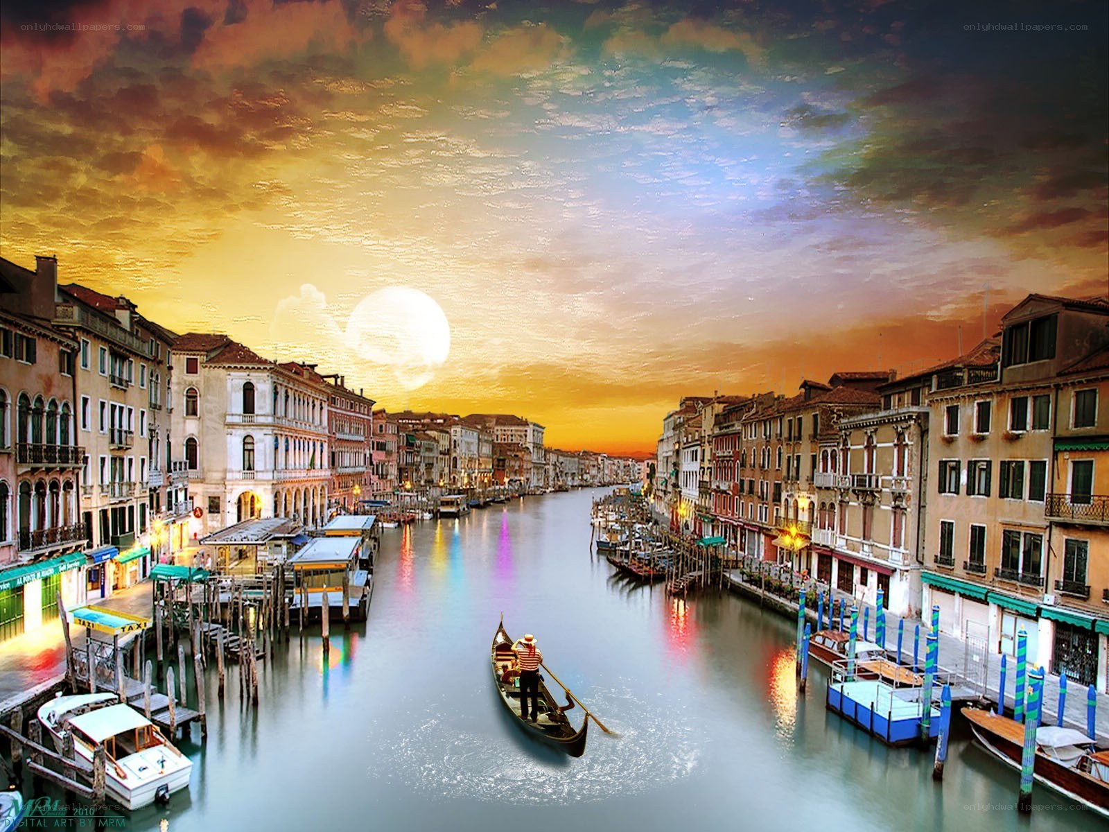 Venice canal at sunset