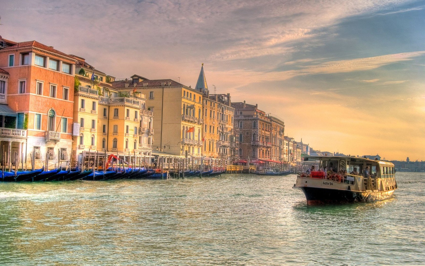 Venice canal at sunset