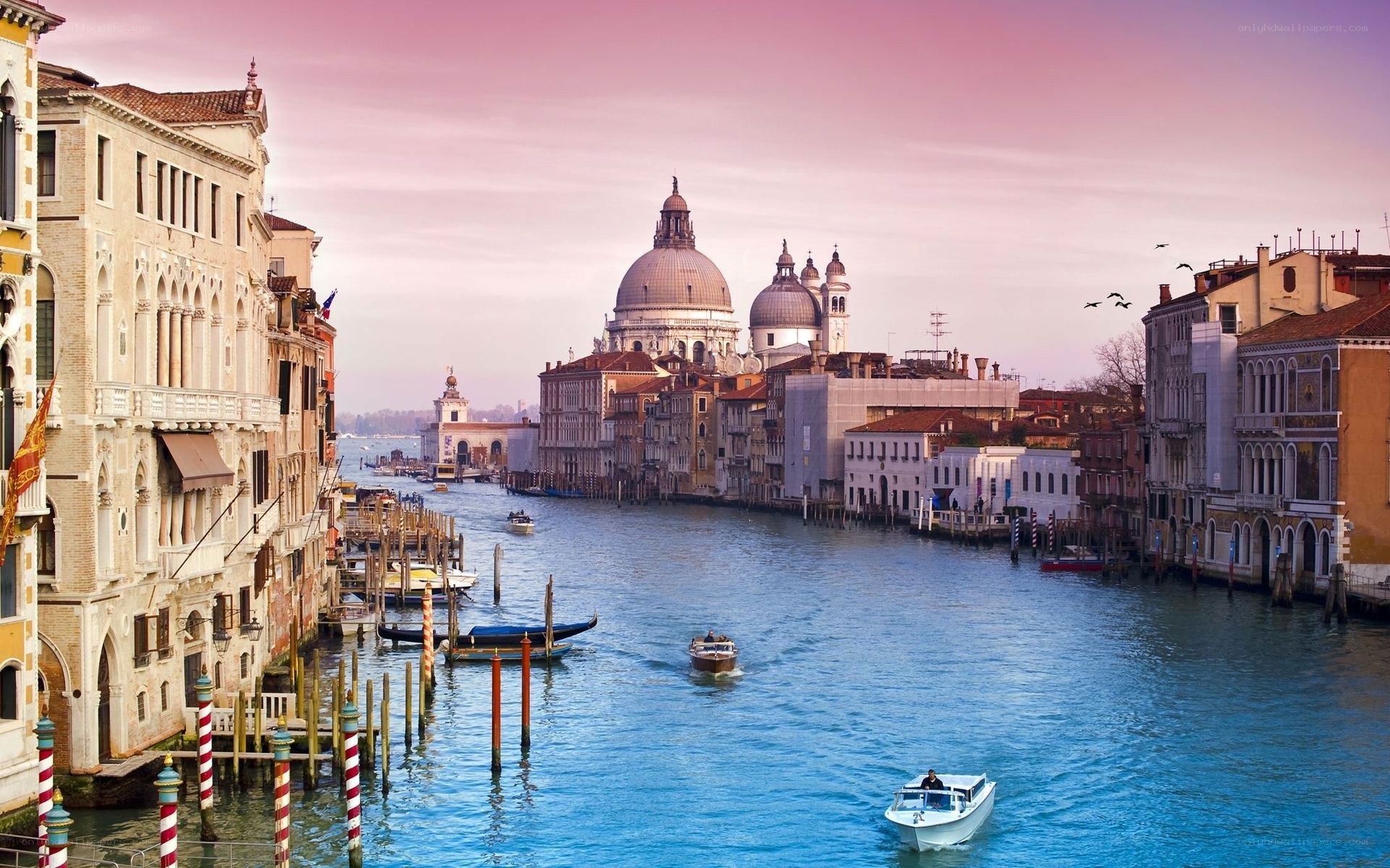 Venice canal at sunset