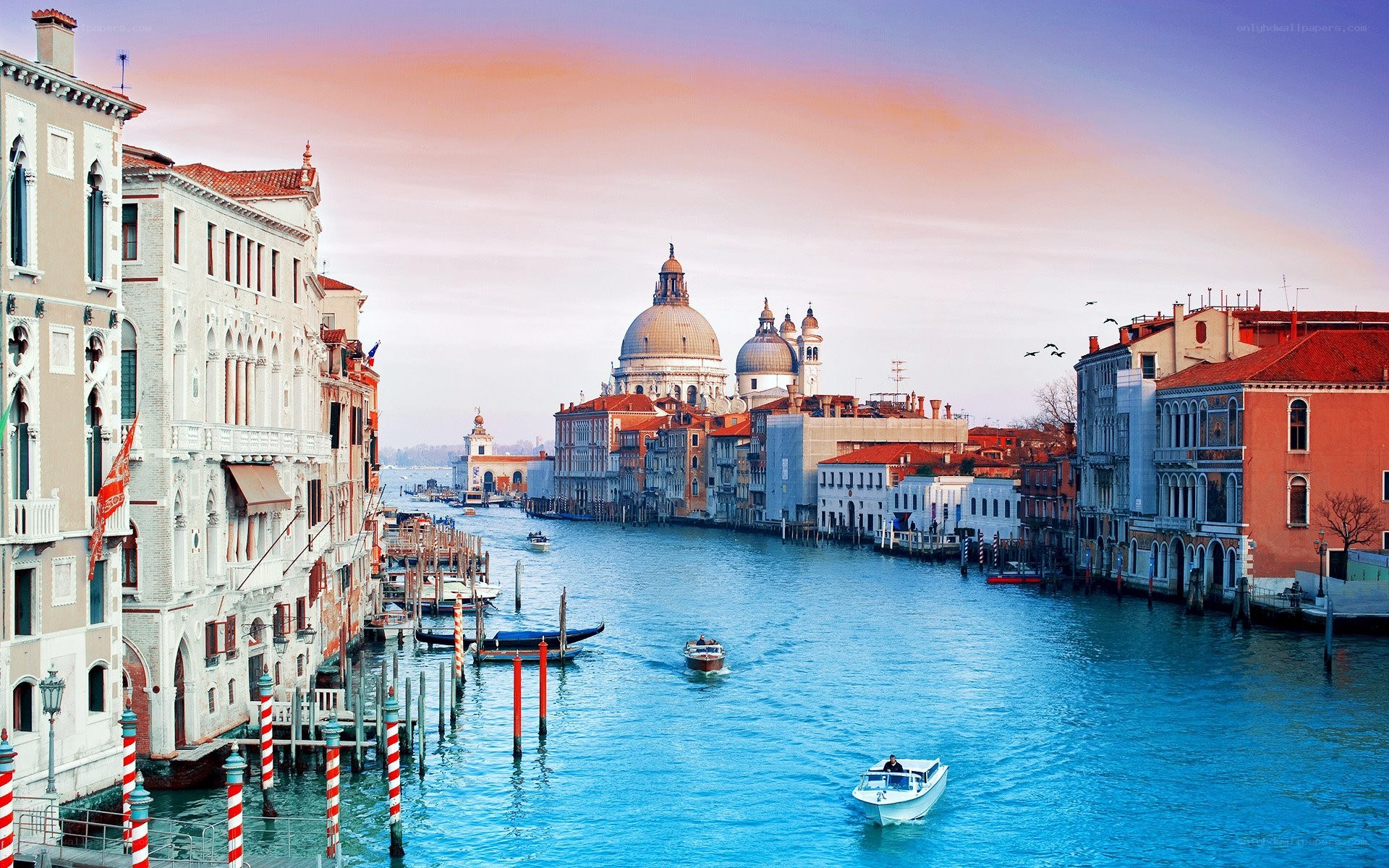 Venice canal at sunset
