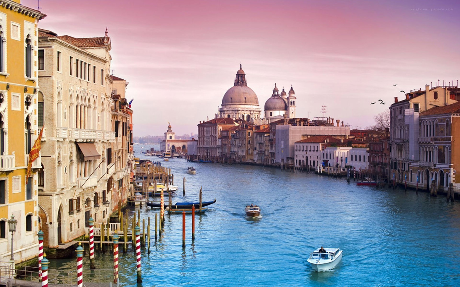 Venice canal at sunset