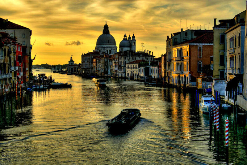 Venice canal at sunset