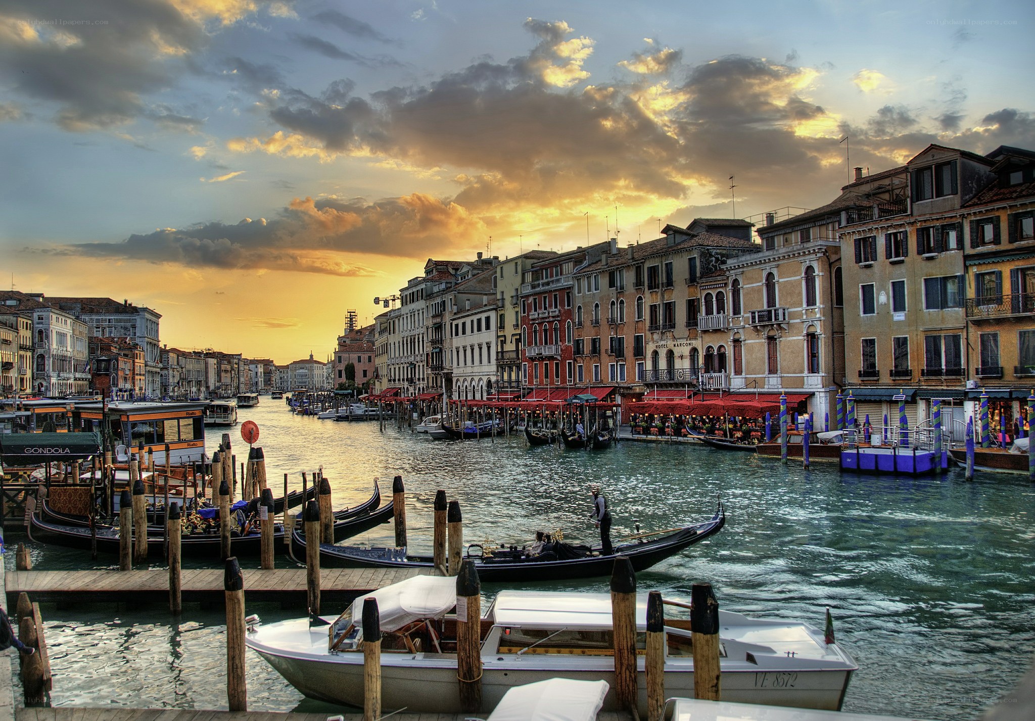 Venice canal at sunset