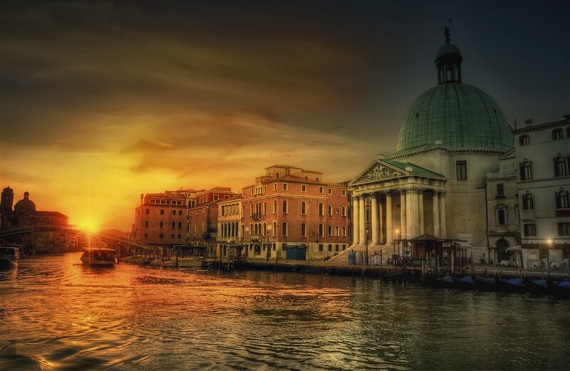 Venice Canal at Sunset — Orange