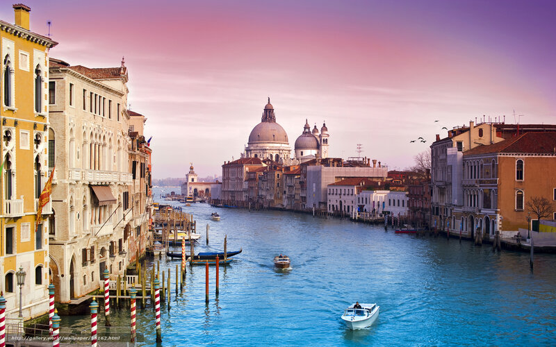 Venice canal at sunset