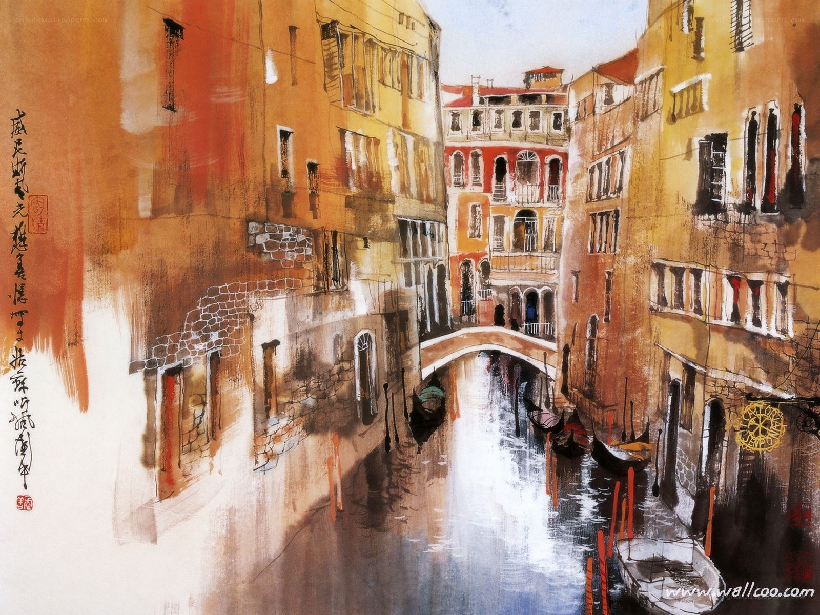 Venice canal painting