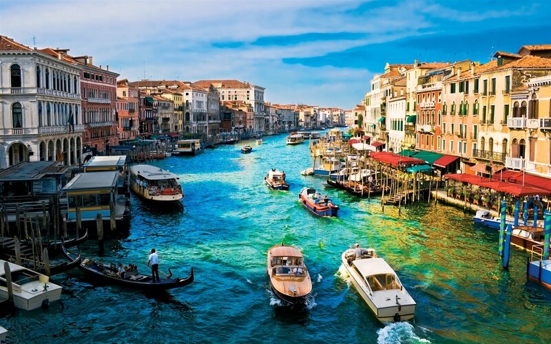 Venice Canal Scene — Blue, Lively