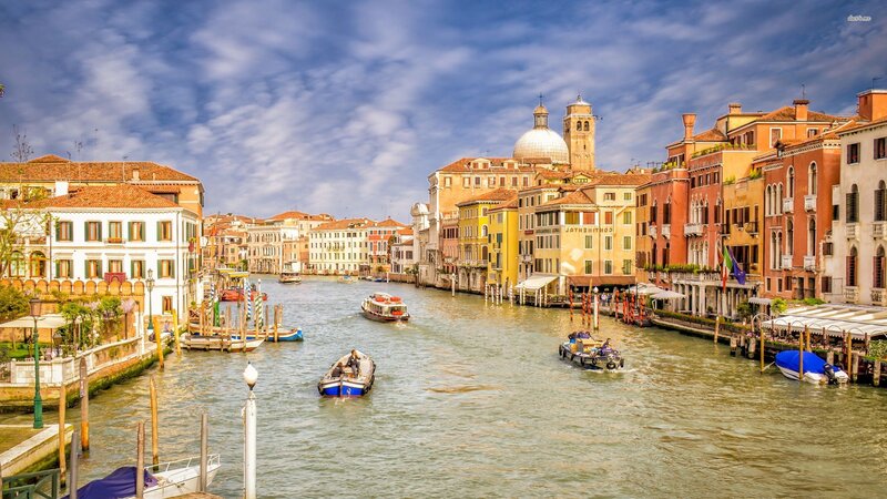 Venice Canal Scene — Blue, Serene