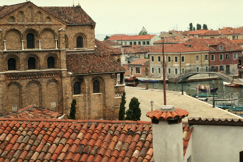 Venice canal view with church