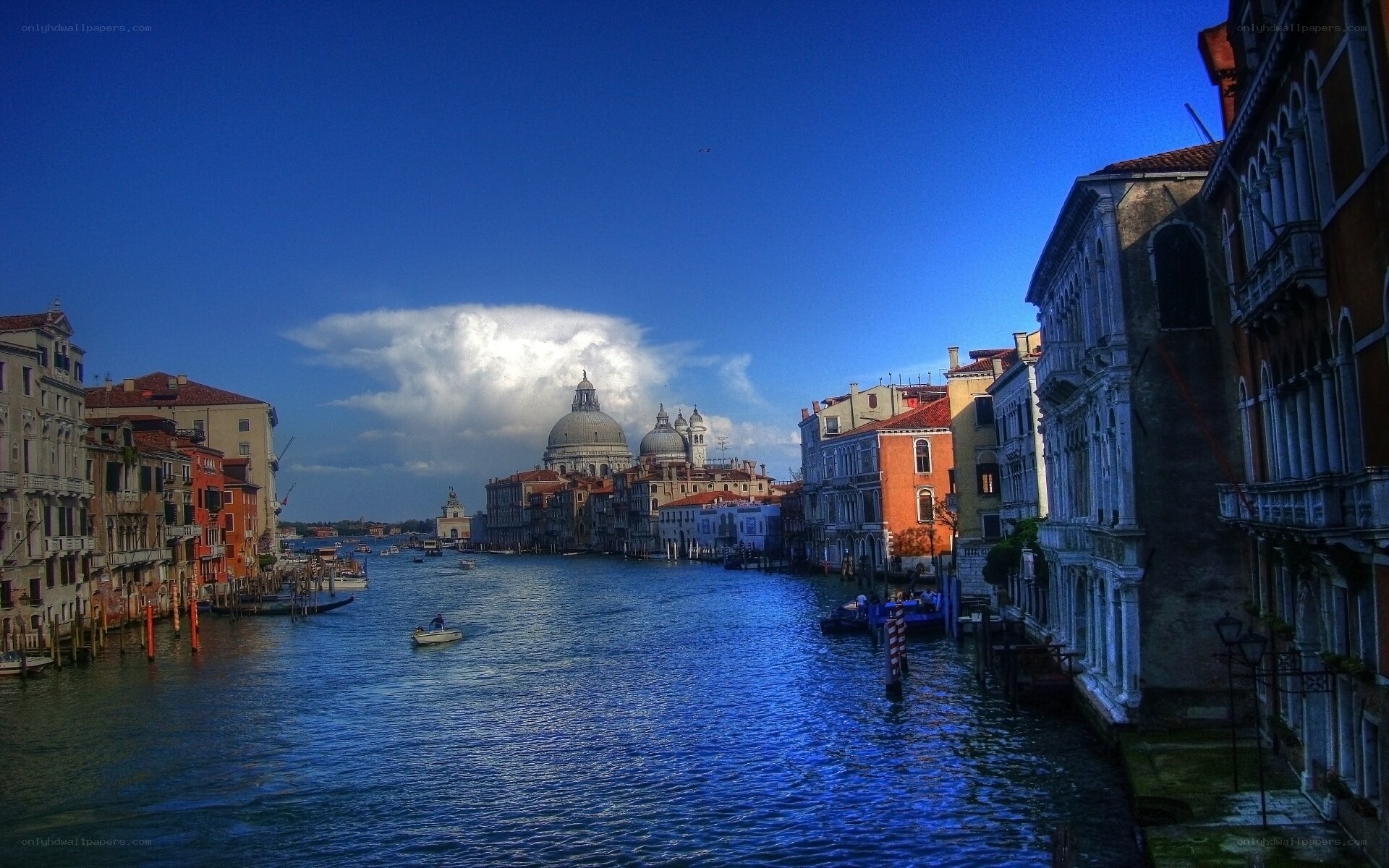 Venice canal with basilica