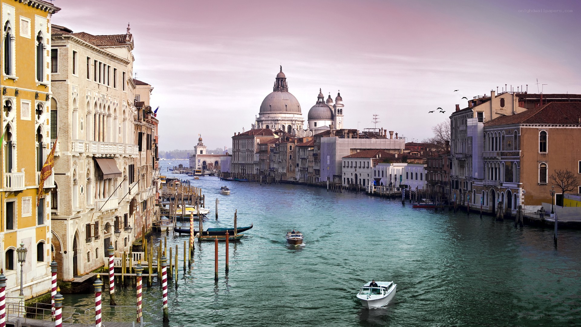 Venice canal with basilica