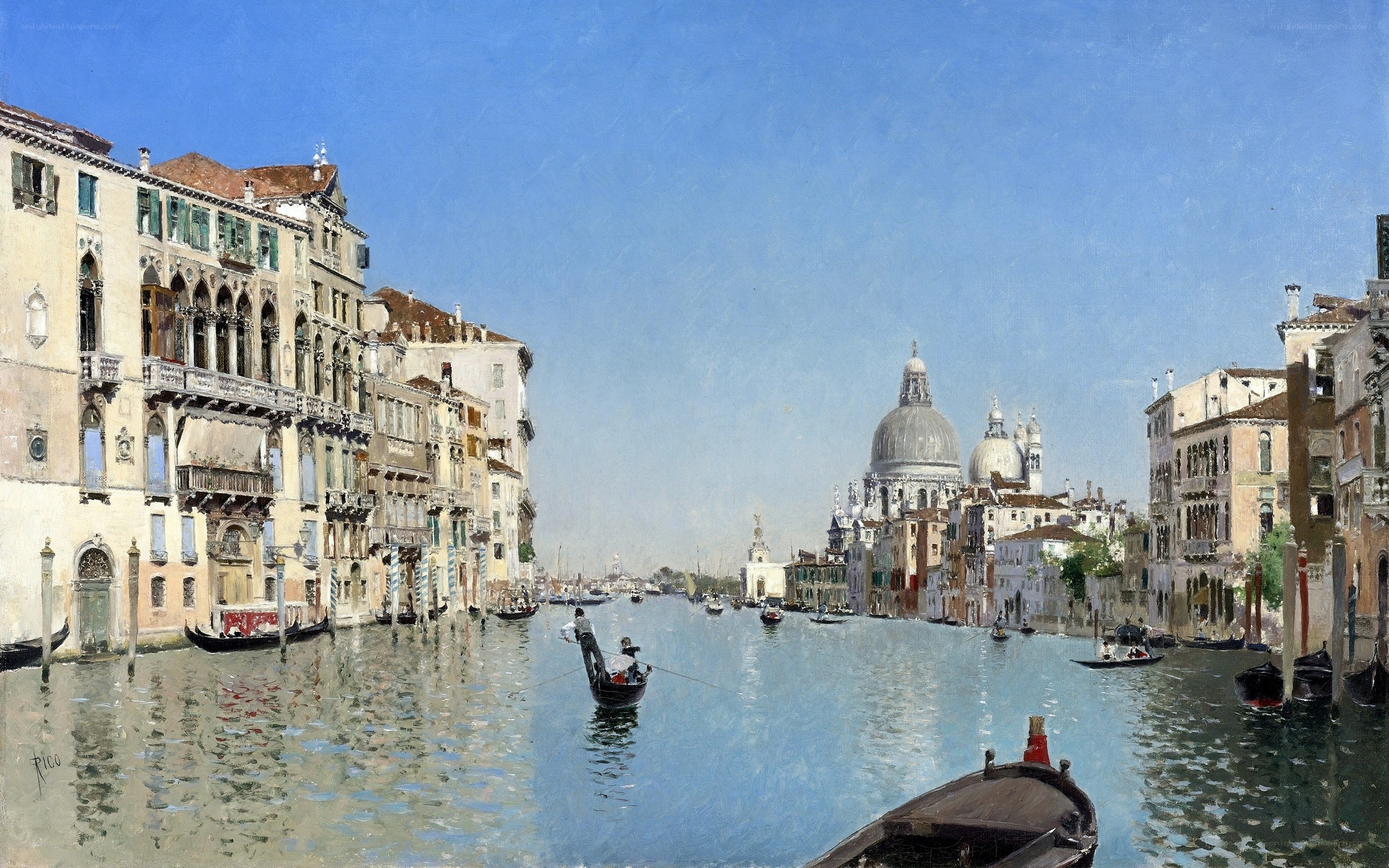 Venice canal with basilica