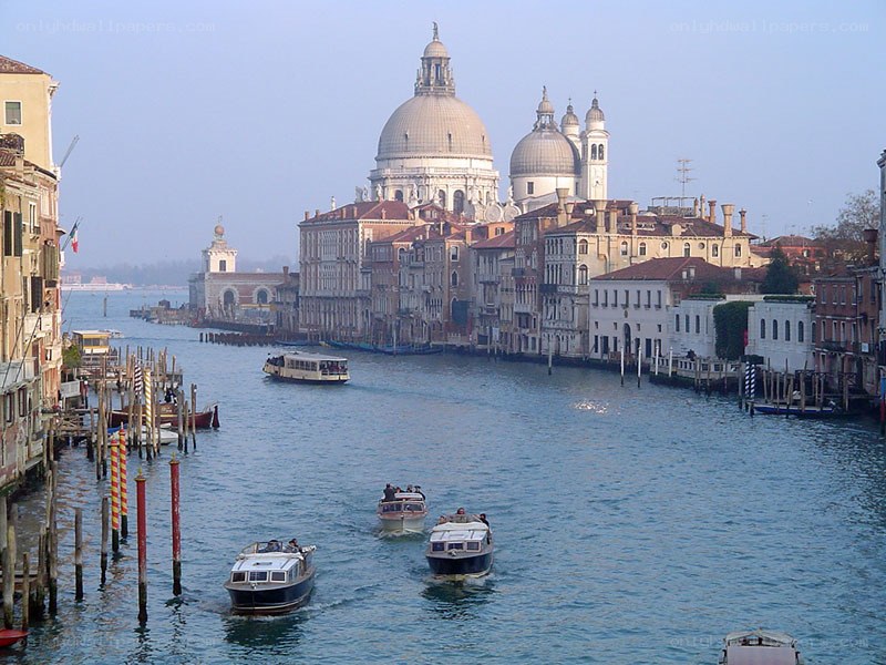 Venice canal with basilica