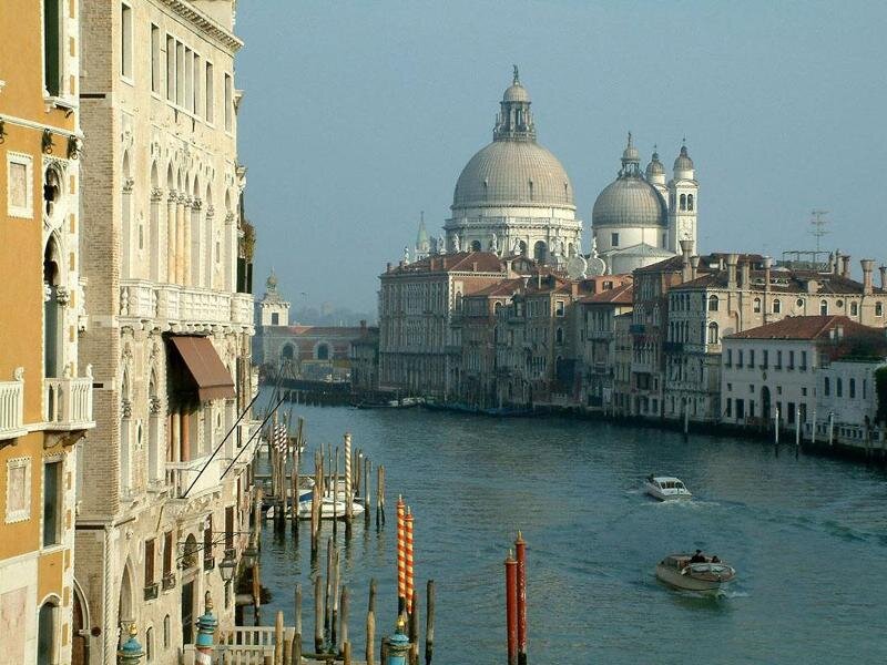 Venice Canal with Basilica — Blue