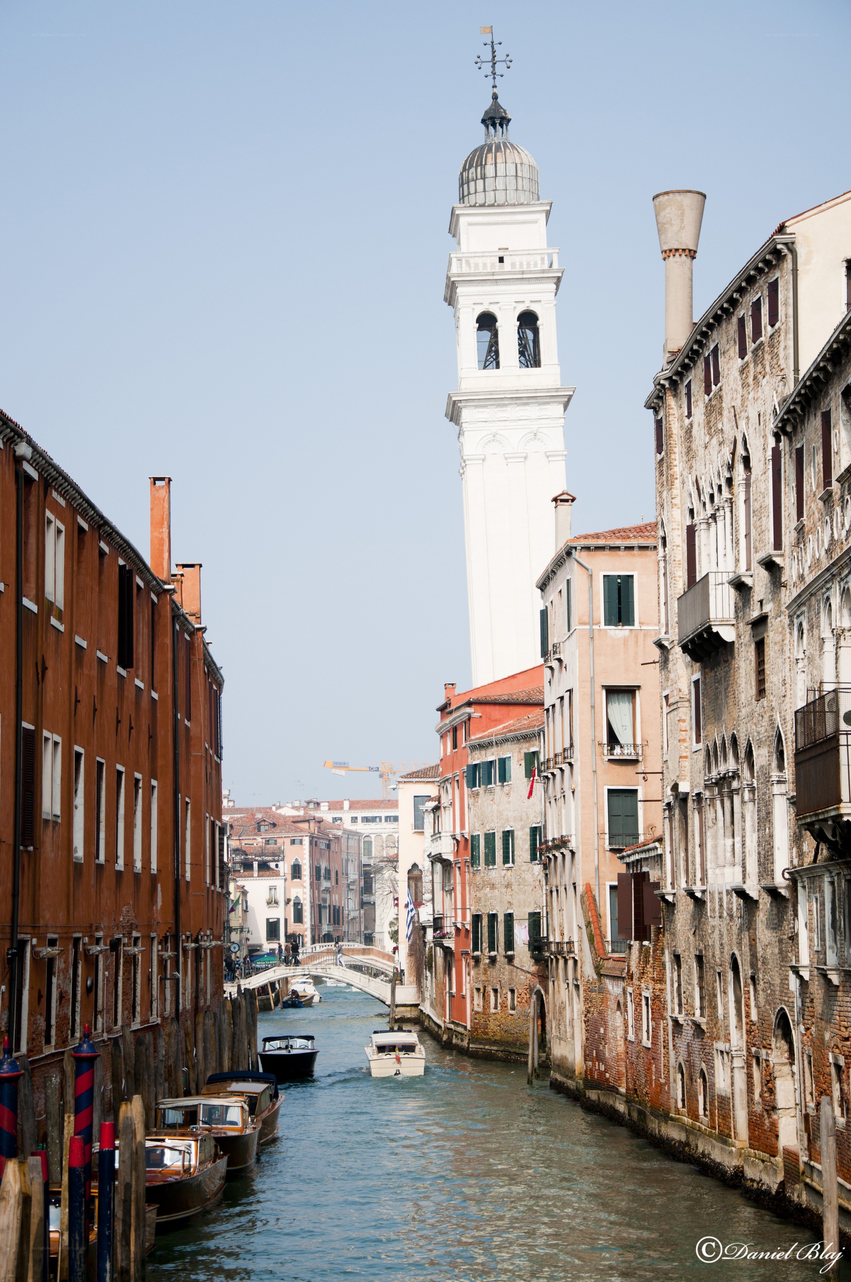 Venice canal with bell tower
