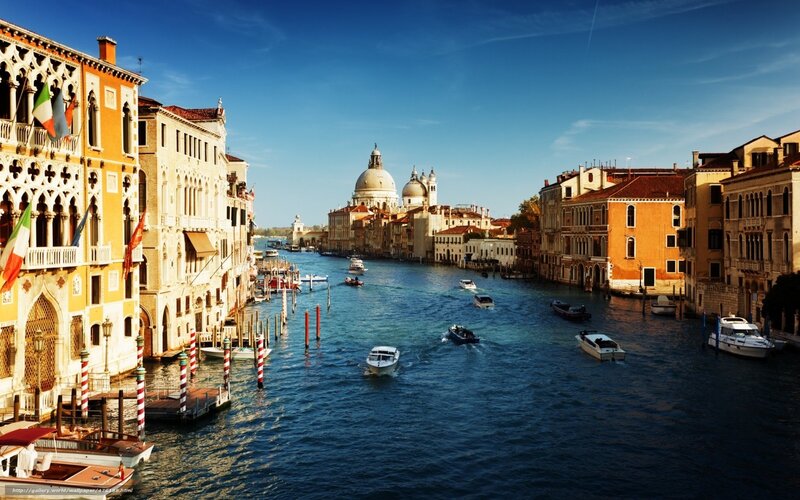 Venice canal with boats