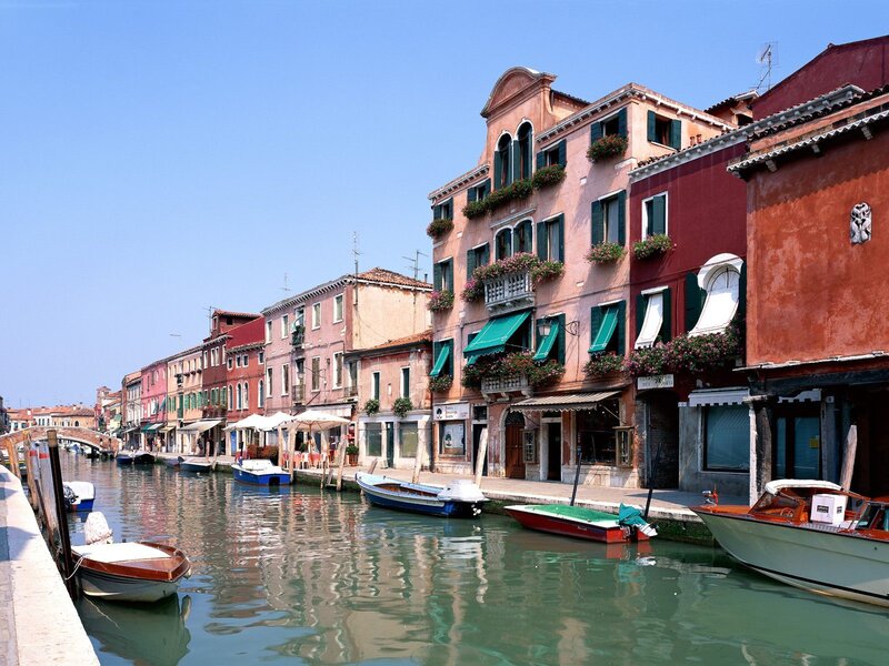 Venice canal with colorful buildings