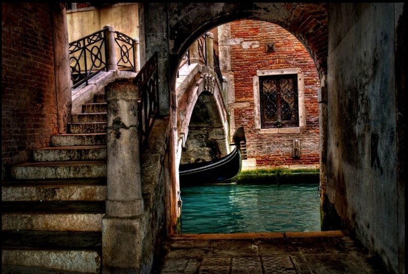 Venice canal with gondola