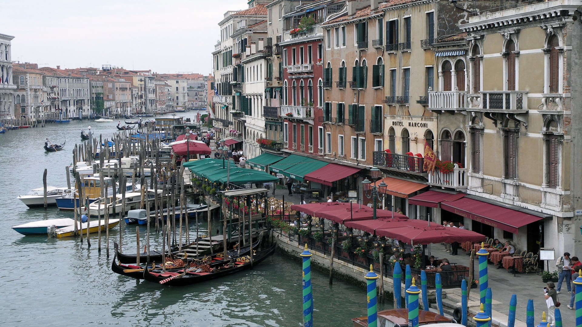 Venice canal with gondolas