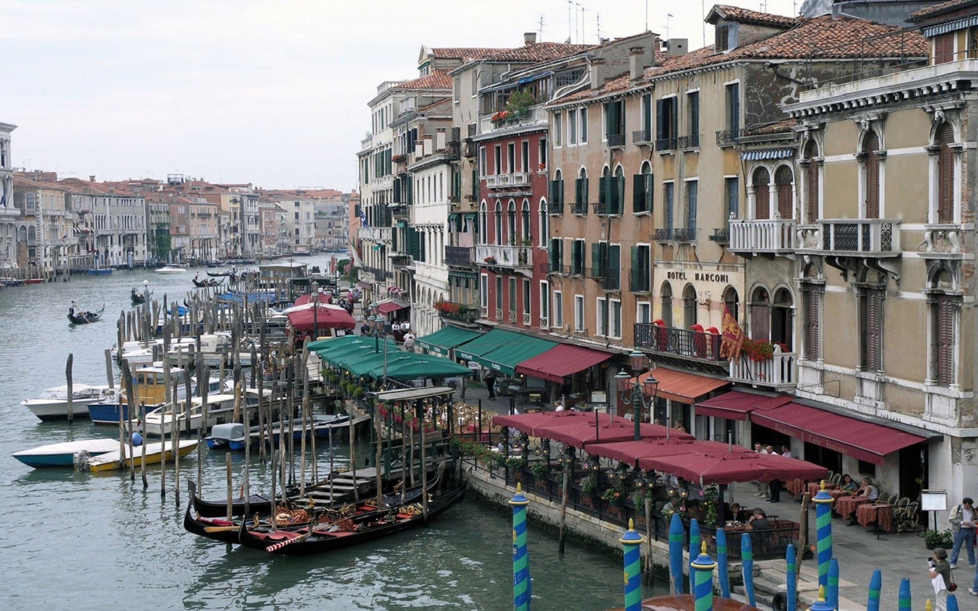 Venice canal with gondolas