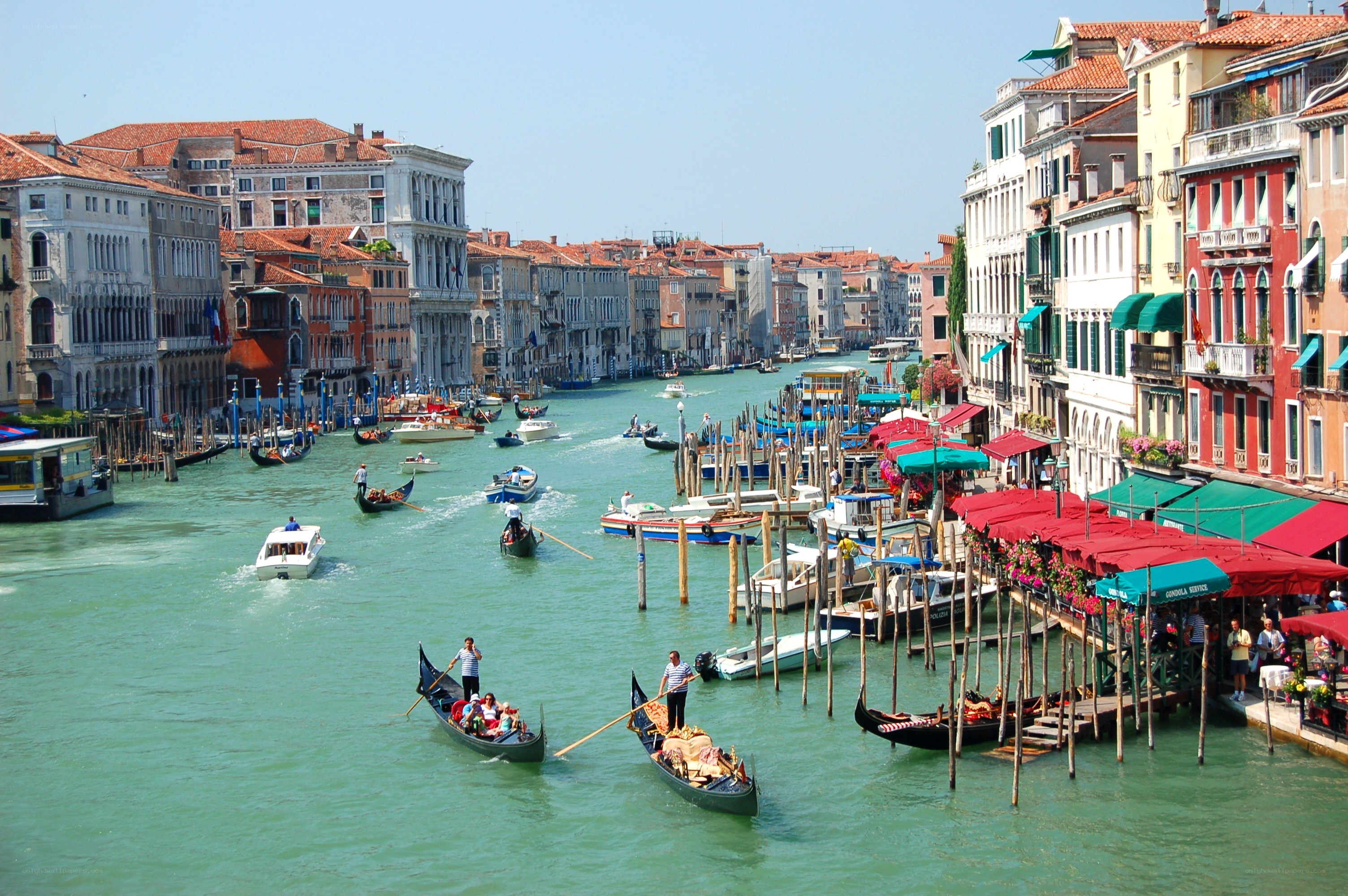 Venice canal with gondolas