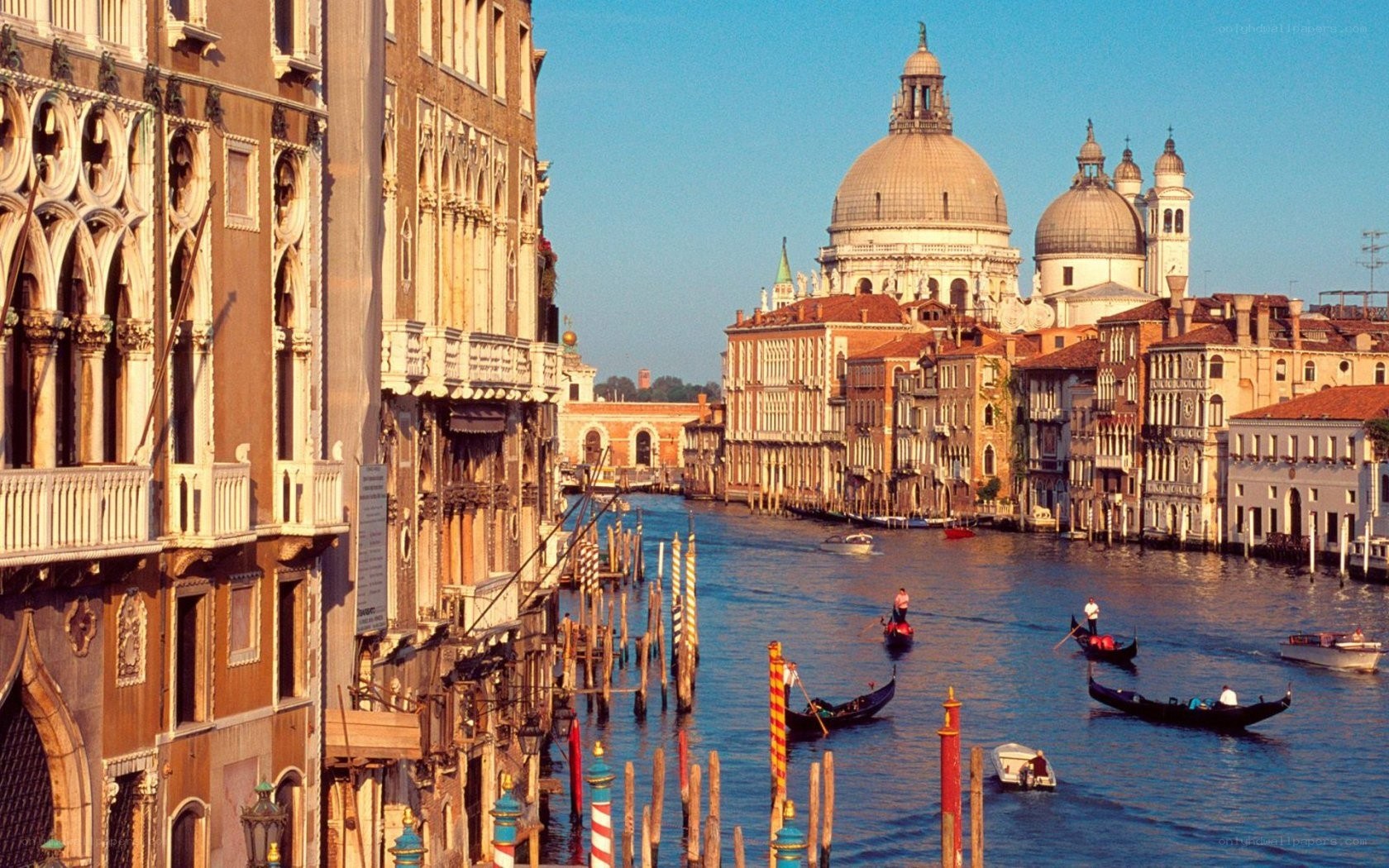 Venice canal with gondolas