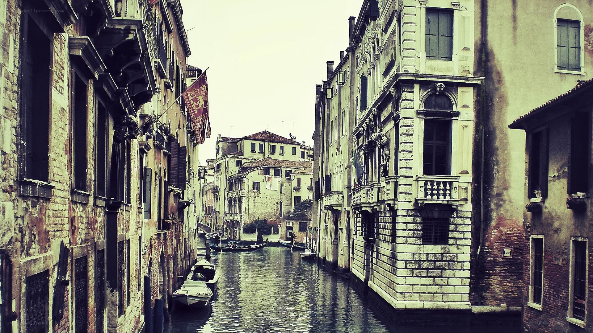 Venice canal with gondolas