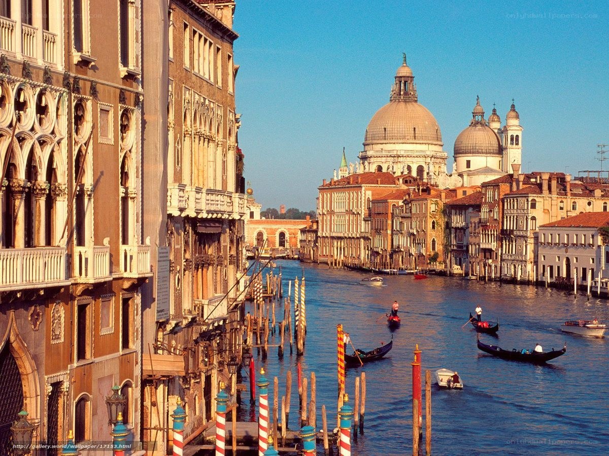Venice canal with gondolas