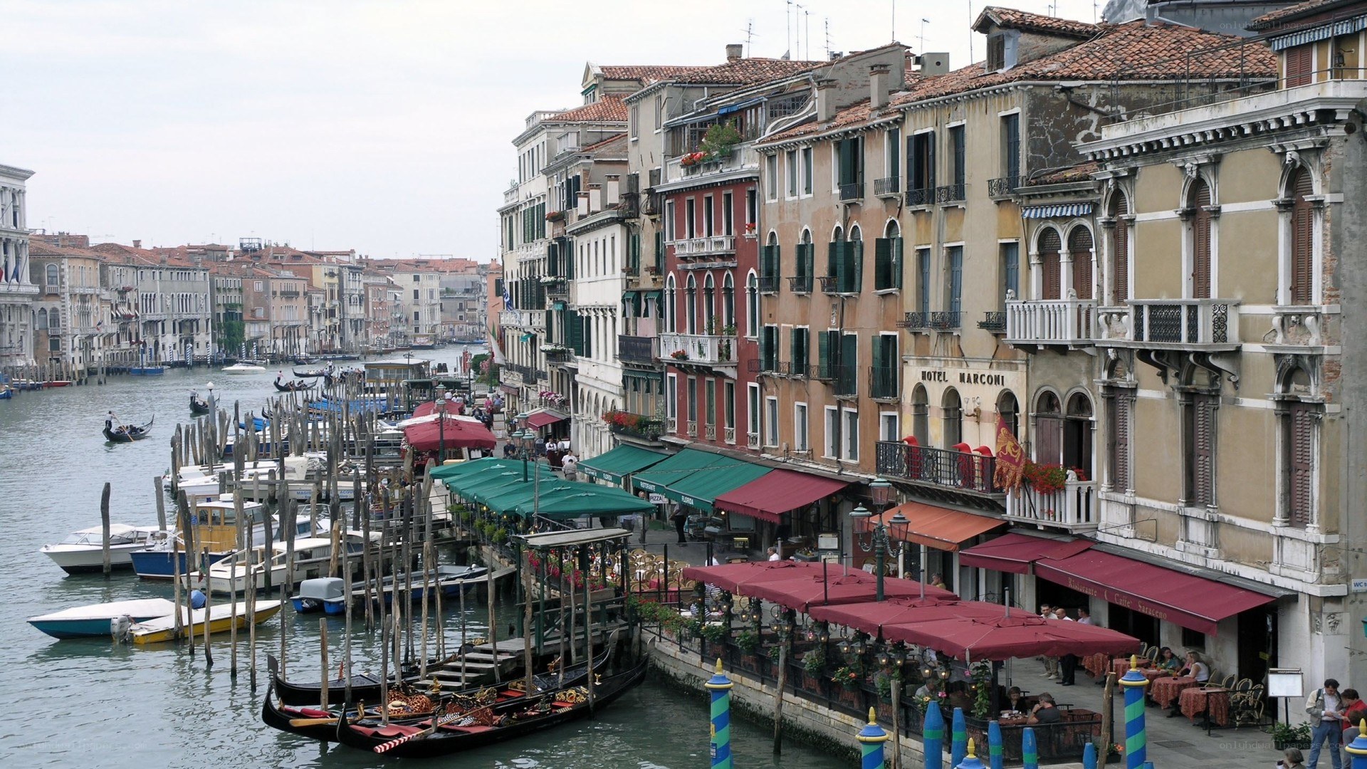 Venice canal with gondolas