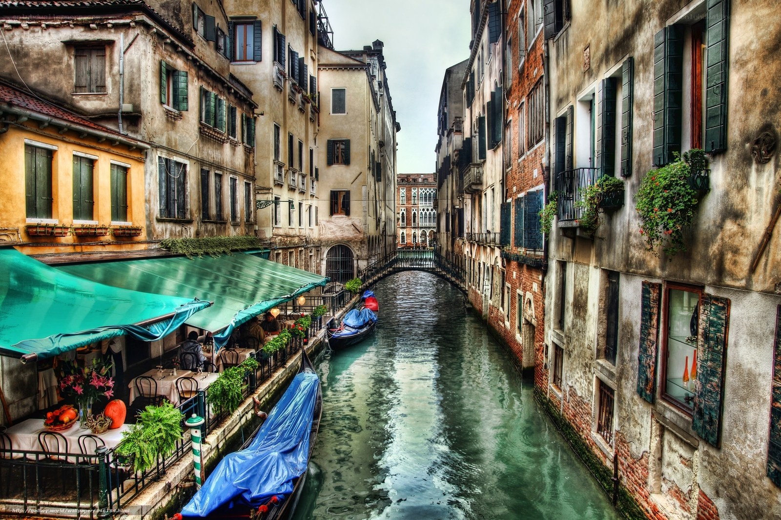 Venice canal with gondolas