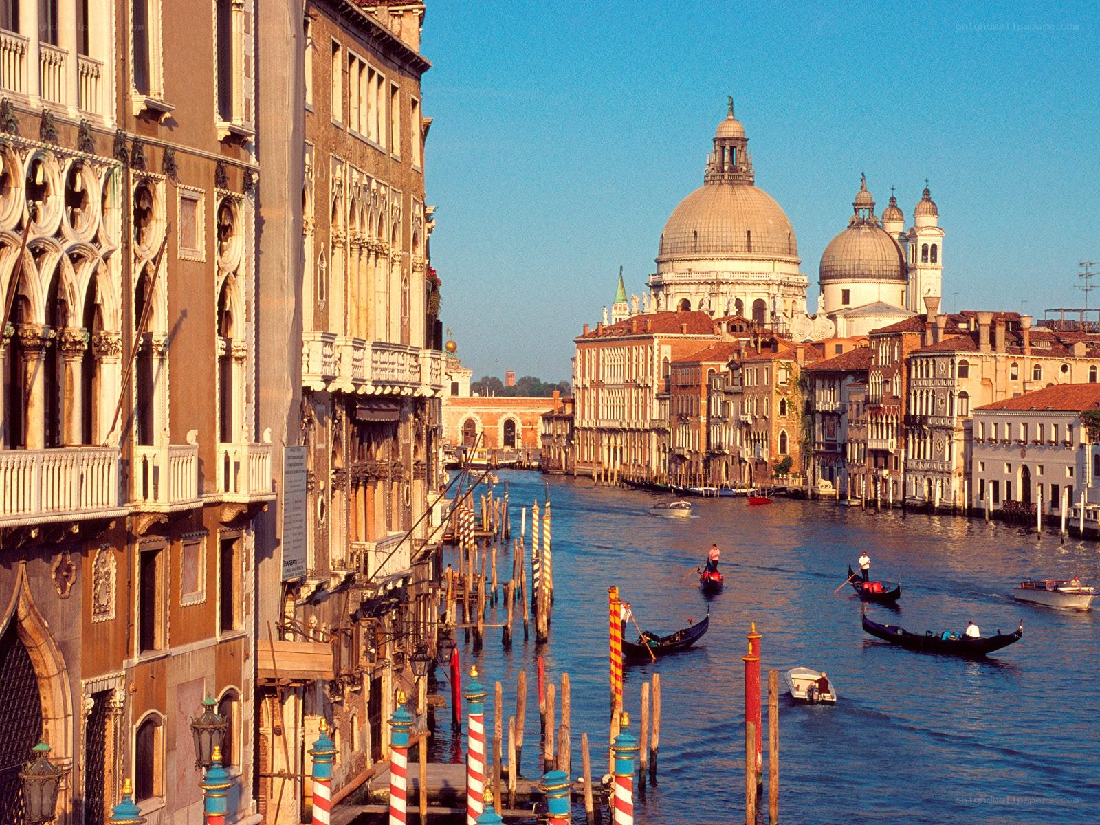 Venice canal with gondolas