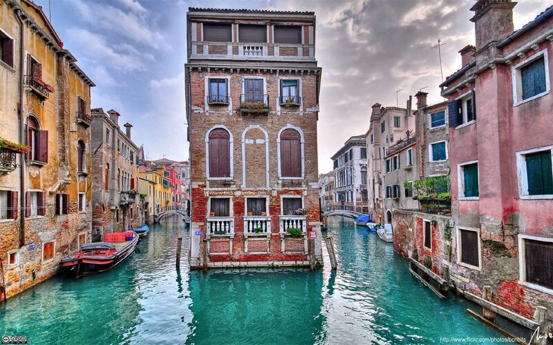 Venice canal with historic buildings