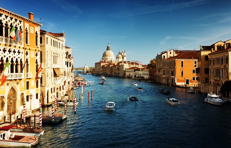 Venice canal with historic buildings