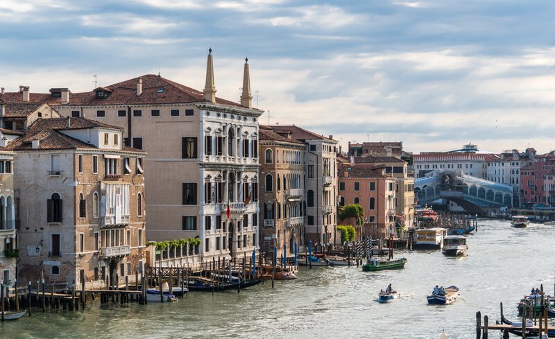 Venice canal with historic buildings