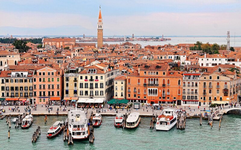 Venice cityscape with boats