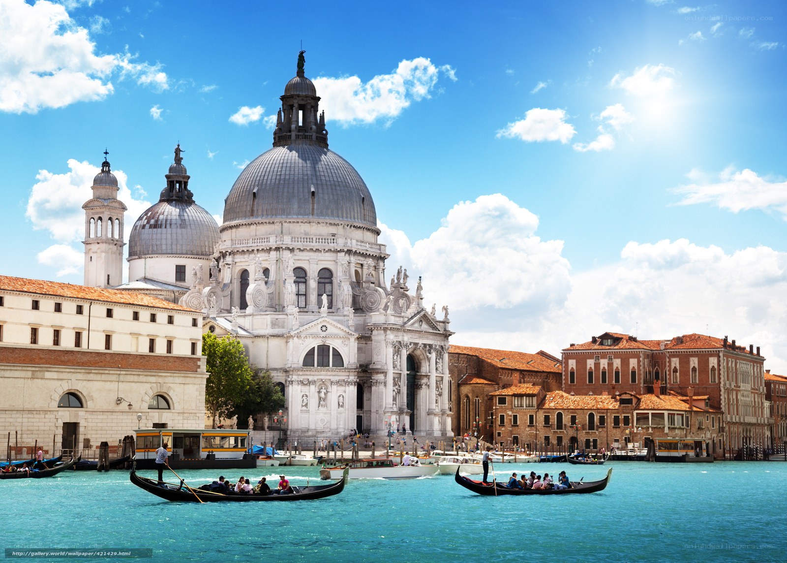 Venice gondolas and basilica